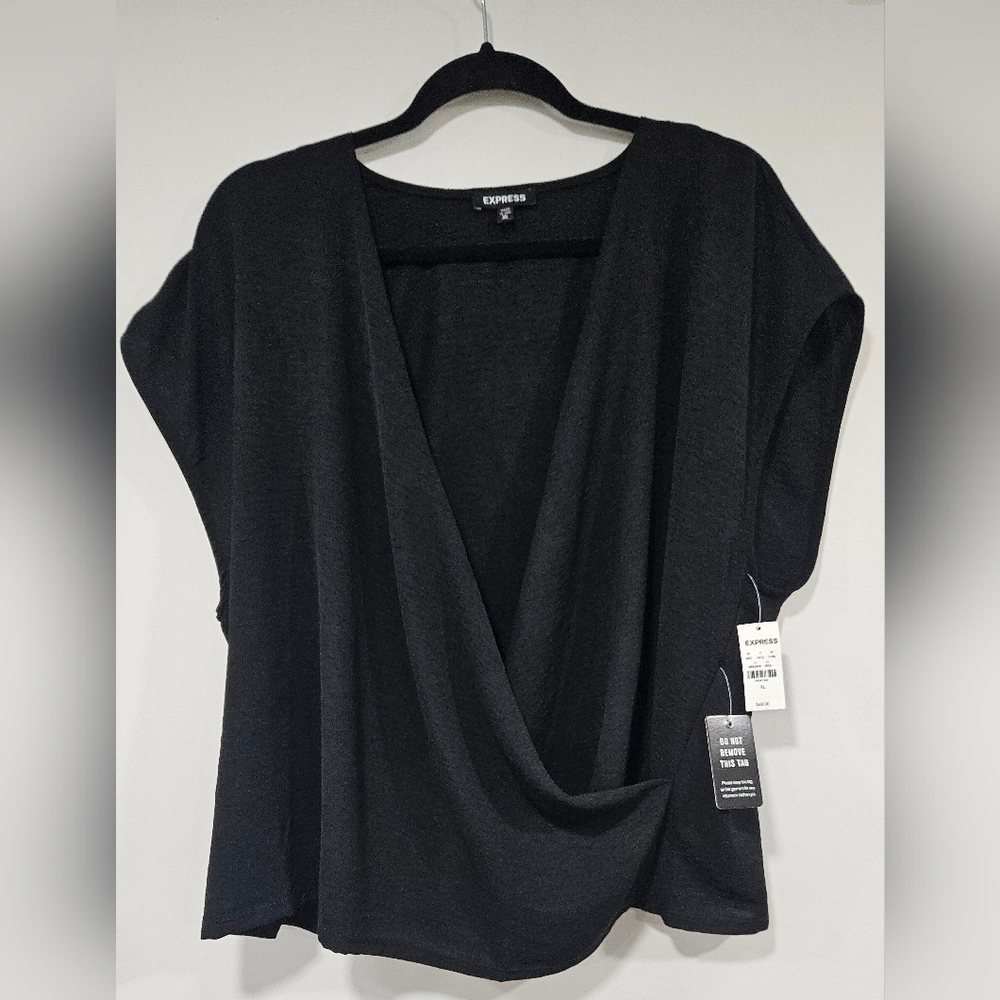 Express Women's Black Drape Top